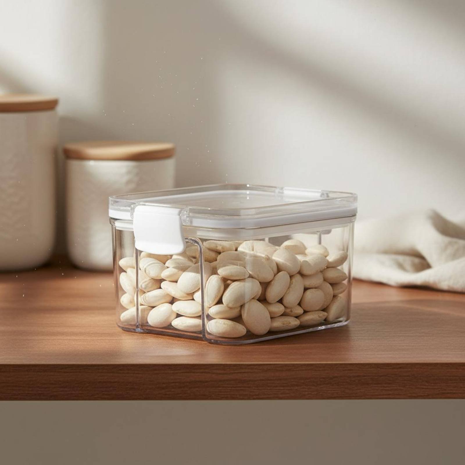 Food Storage Jars Plastic - ภาชนะเก็บอาหารสุญญากาศ ทนความชื้น กระปุกเก็บธัญพืชแบบปิดผนึก ภาชนะพลาสติกใสสำหรับวางบนเคาน์เตอร์