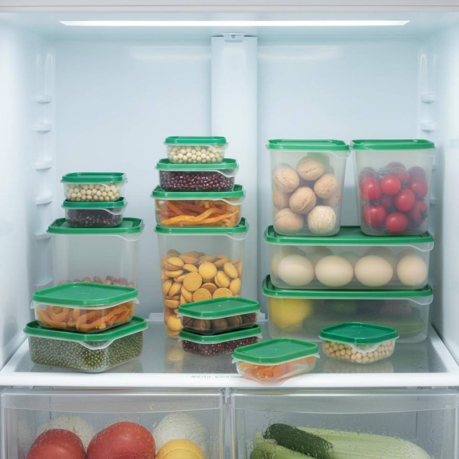 Food Storage Box Set - ชุดกล่องเก็บอาหารในตู้เย็น 17 ชิ้น กล่องพลาสติกกันรั่วซึมพร้อมฝาปิด ชุดกล่องถนอมอาหารสุญญากาศ ใช้ซ้ำได้สำหรับตู้เย็น