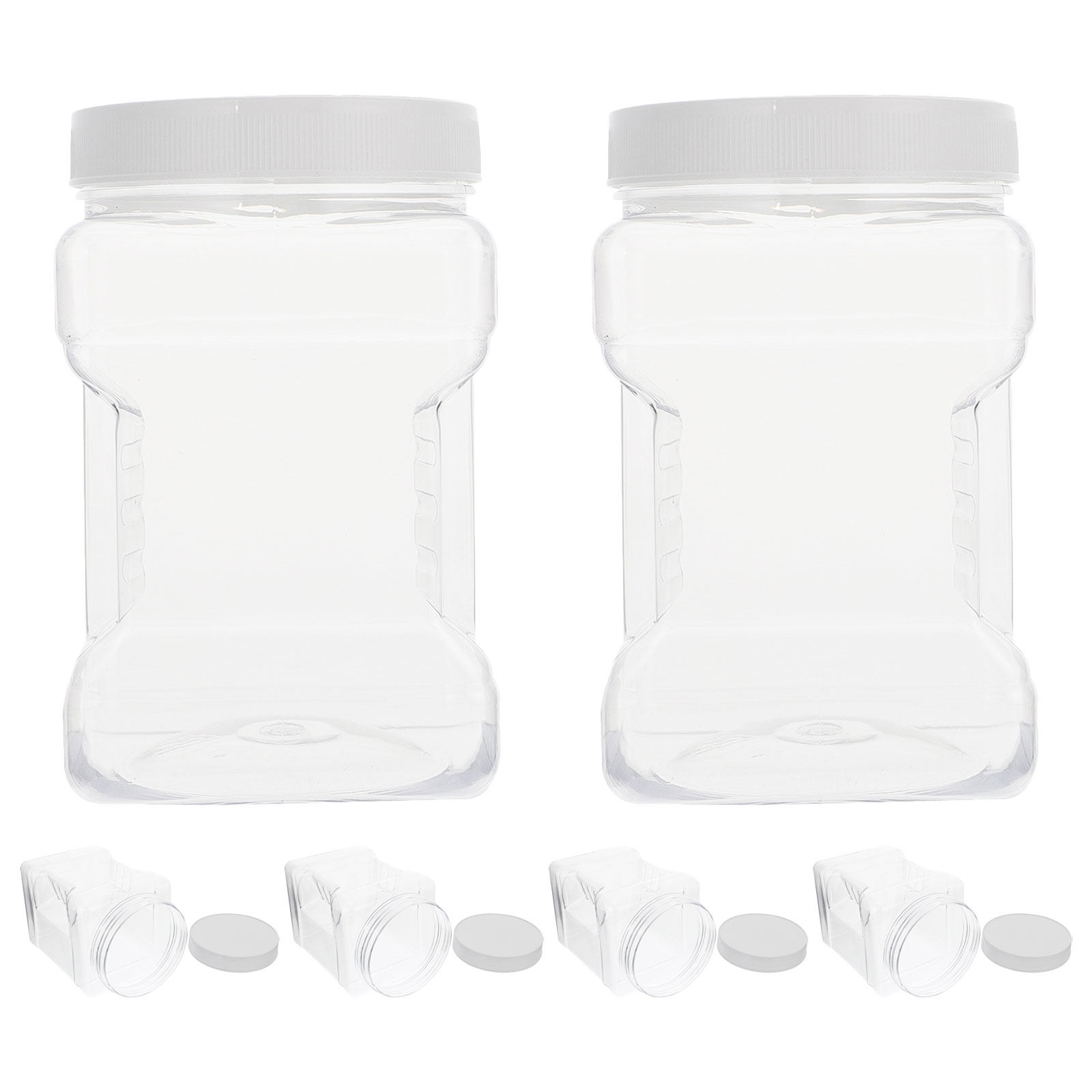 Food Storage Jars Plastic - โหลเก็บของใส 6 ชิ้น ทรงสี่เหลี่ยม ปิดสนิท พร้อมที่จับกันลื่น