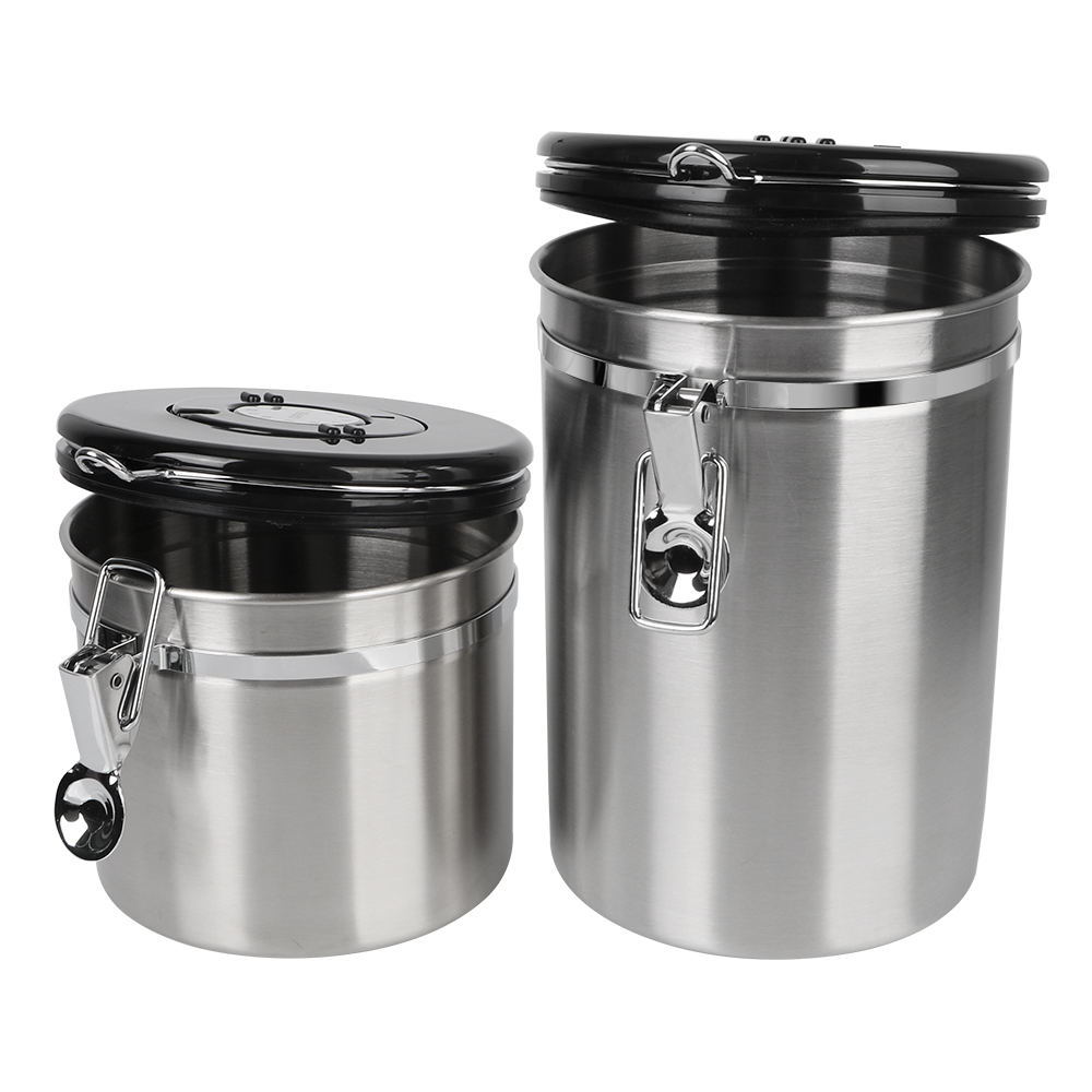 Food Storage And Preservation - กระป๋องเก็บกาแฟคอนเทนเนอร์ co2 วาล์ว Coffeeware สแตนเลสสําหรับเมล็ดกาแฟ Airtight