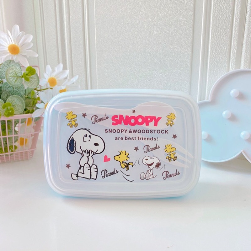 Food Storage In Room - กล่องอาหารกลางวันคาวาอี้ลายสนูปปี้พร้อมช้อนส้อม กล่องเก็บอาหารลายการ์ตูนพีนัทส์สนูปปี้ กล่องเบนโตะแบบพกพาปิดผนึก