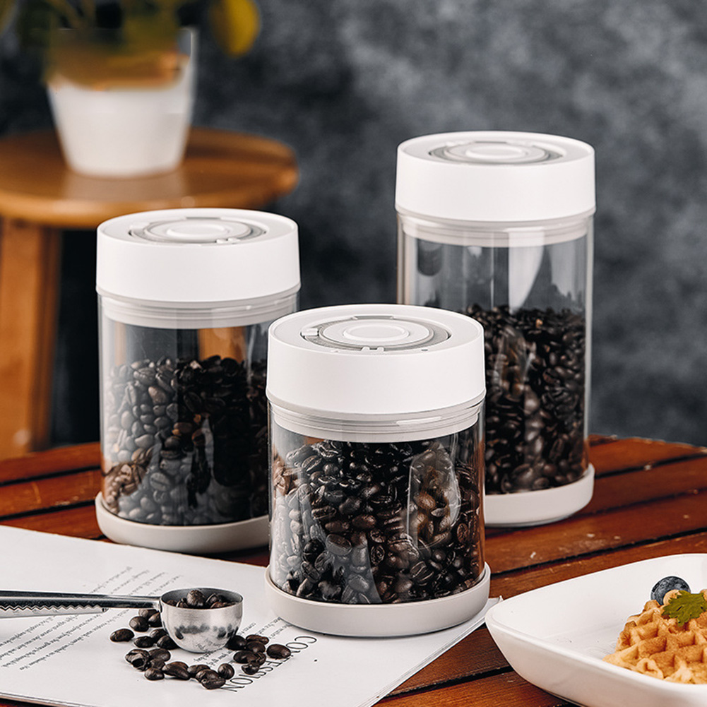 Food Storage Set Glass - โถแก้วเก็บเมล็ดกาแฟแบบกันความชื้นในครัว โถสูญญากาศอัตโนมัติอัจฉริยะ โถปิดผนึกอาหาร ผลไม้ ธัญพืช ชา