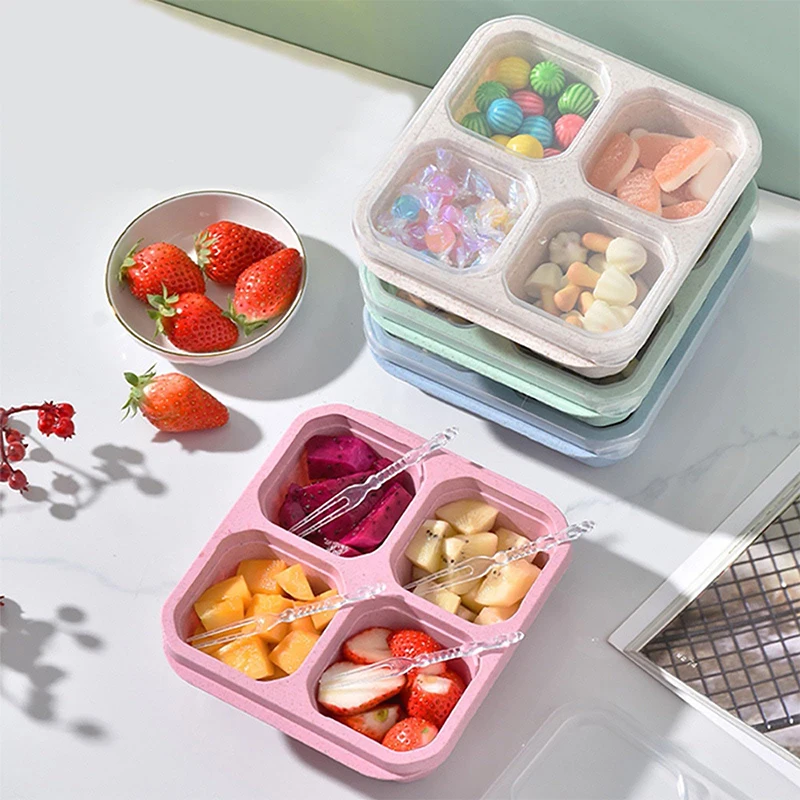 Food Storage Vegetables - กล่องเก็บอาหาร4ช่องช่องใส่ตู้เย็นแบบพกพากล่องปิดผนึกสำหรับผักผลไม้