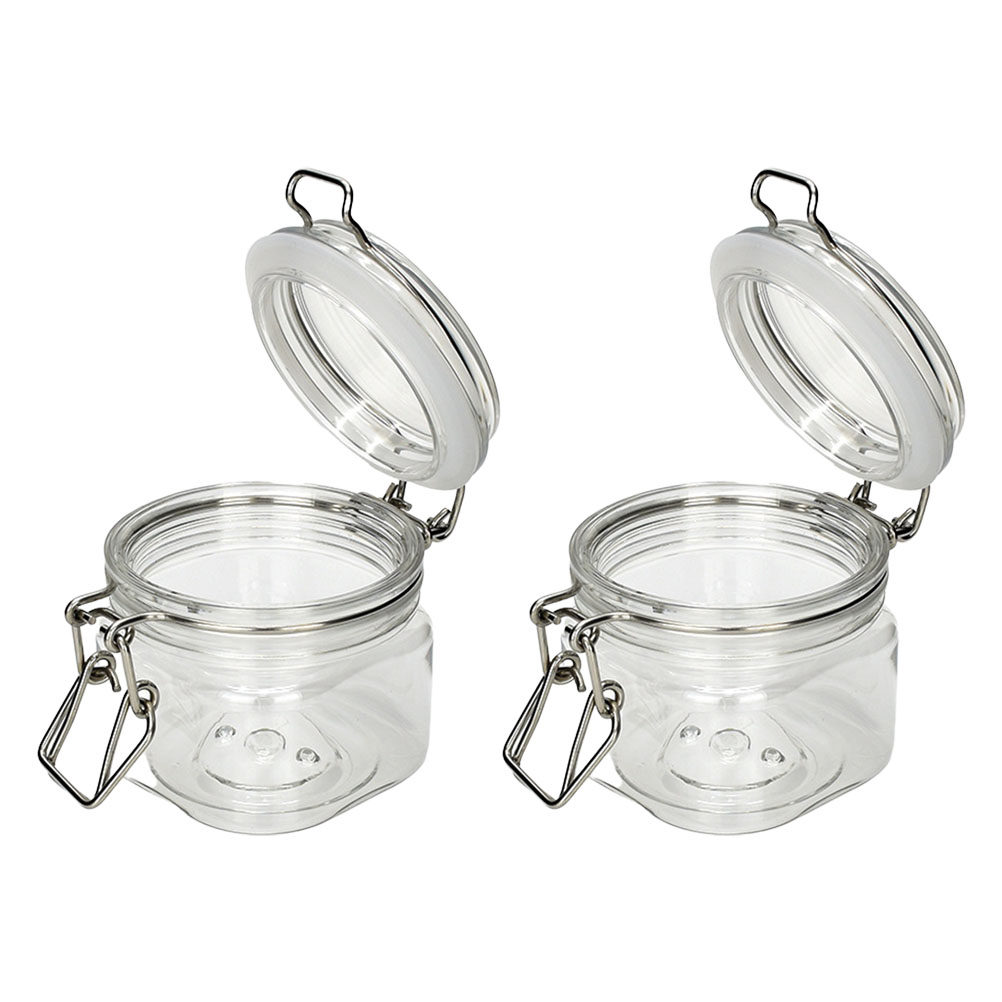 Food Storage Jars Plastic - 2 ชิ้น โหลเก็บอาหารแบบปิดผนึก ขวดใส่น้ำผึ้งแบบโปร่งใส ภาชนะครัวอเนกประสงค์สำหรับเก็บอาหาร แยม