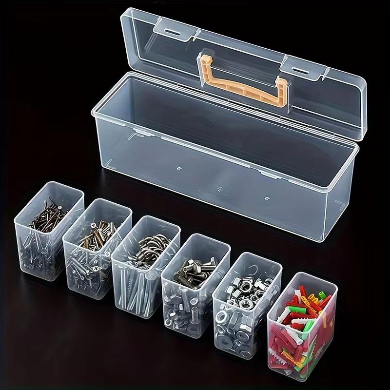 Food Storage No Pantry - ชุดภาชนะเก็บเครื่องเทศพลาสติกใส พร้อมช่องแบ่งที่ถอดออกได้ ด้ามจับพกพาสะดวก สำหรับห้องครัวและตู้เก็บของ ป้องกันการเลอะเทอะ