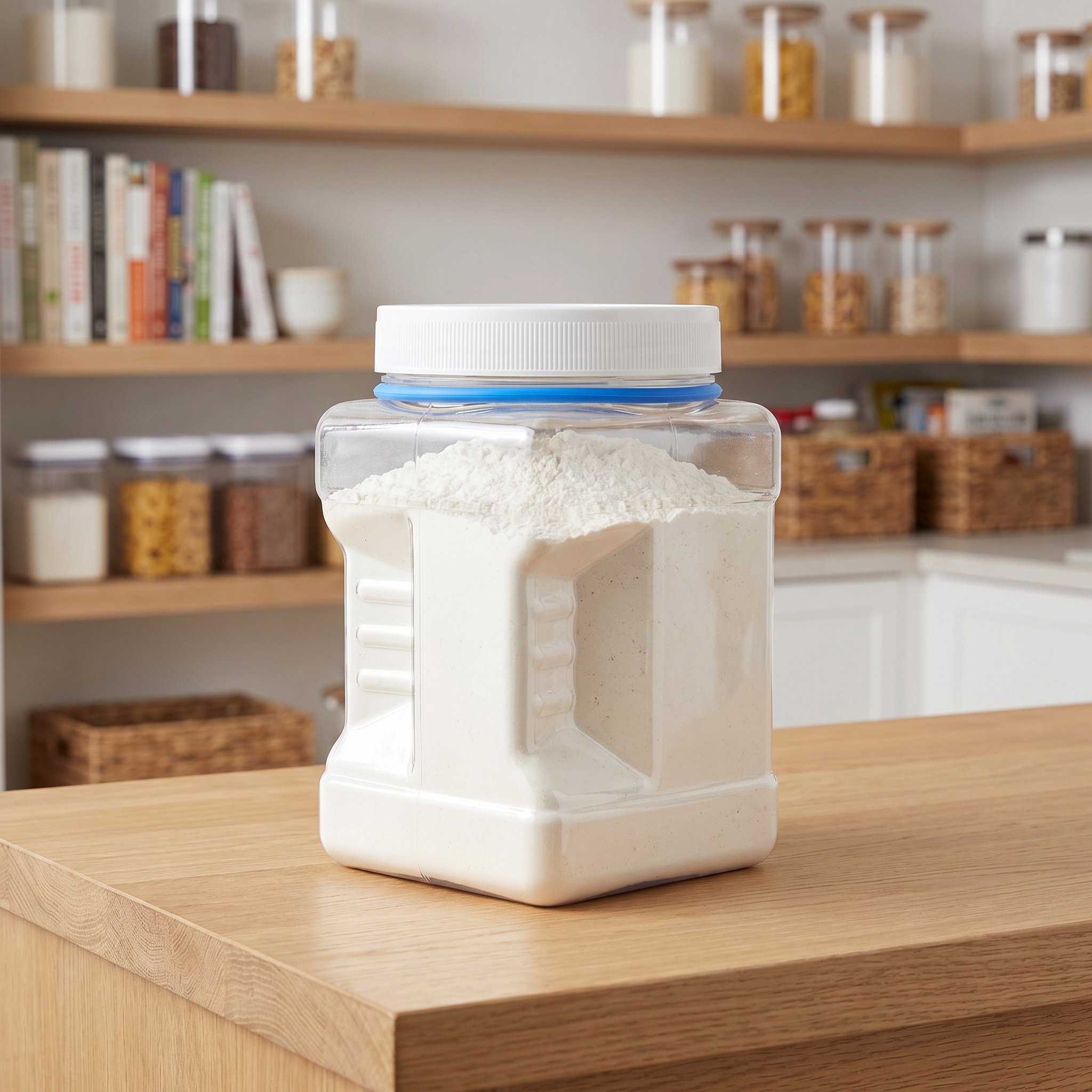Food Storage Jars Plastic - ขวดเก็บอาหารสุญญากาศทรงสี่เหลี่ยมใส 6 ชิ้น ภาชนะพลาสติกปากกว้าง ใช้ซ้ำได้ สำหรับจัดระเบียบตู้เก็บของ