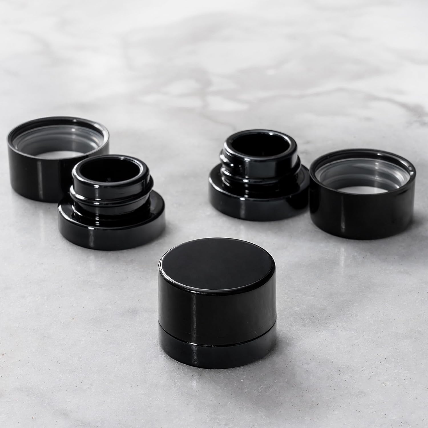 Food Storage Set Glass - ขวดแก้วสีดำหนา 5 มล. พร้อมฝาปิดป้องกันเด็ก - ป้องกันรังสียูวี