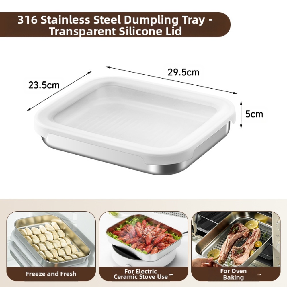 Food Storage Vegetables - กล่องเก็บอาหารสแตนเลสพร้อมฝาซิลิโคน 316 กล่องเก็บความสดทรงสี่เหลี่ยม กล่องใส่ผัก กล่องใส่เกี๊ยว