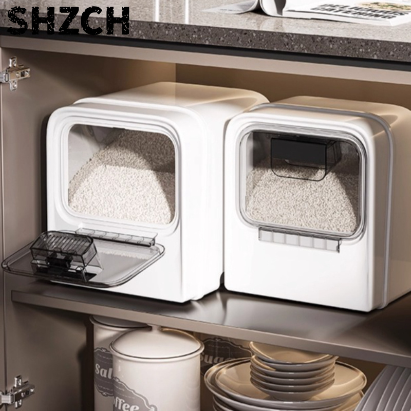 Food Storage No Pantry - ‌ ภาชนะบรรจุข้าวทรงสี่เหลี่ยมพรีเมียม, โถเก็บอาหารสุญญากาศขนาด 20 ลิตร, ภาชนะจ่ายอาหารกันความชื้นปลอดสาร