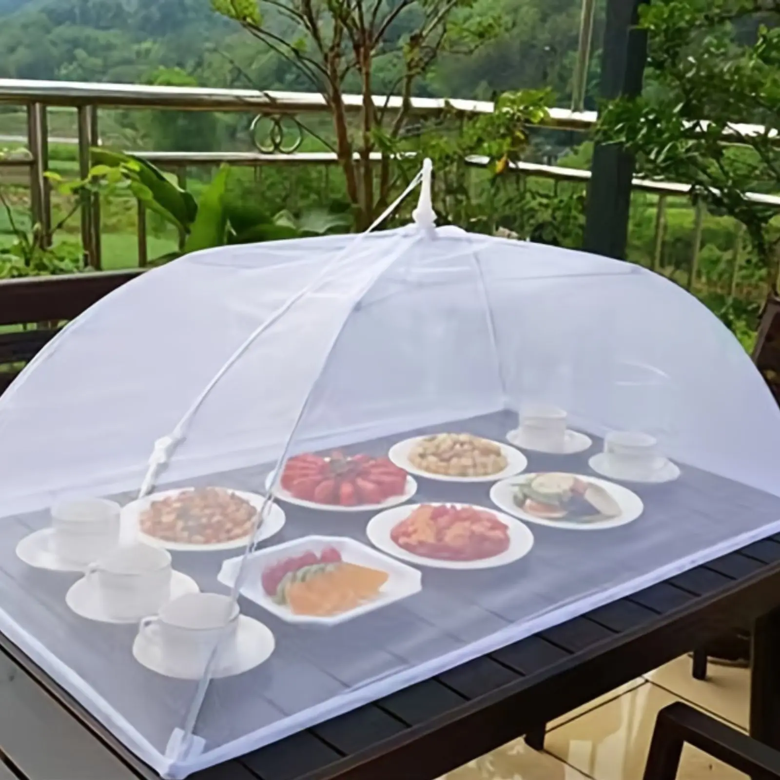 Food Storage Net - เต็นท์คลุมอาหารแบบตาข่ายสีขาวขนาดใหญ่ - พับเก็บได้และซักล้างได้ เหมาะสำหรับปิกนิกกลางแจ้ง บาร์บีคิว และงานปาร์ตี้