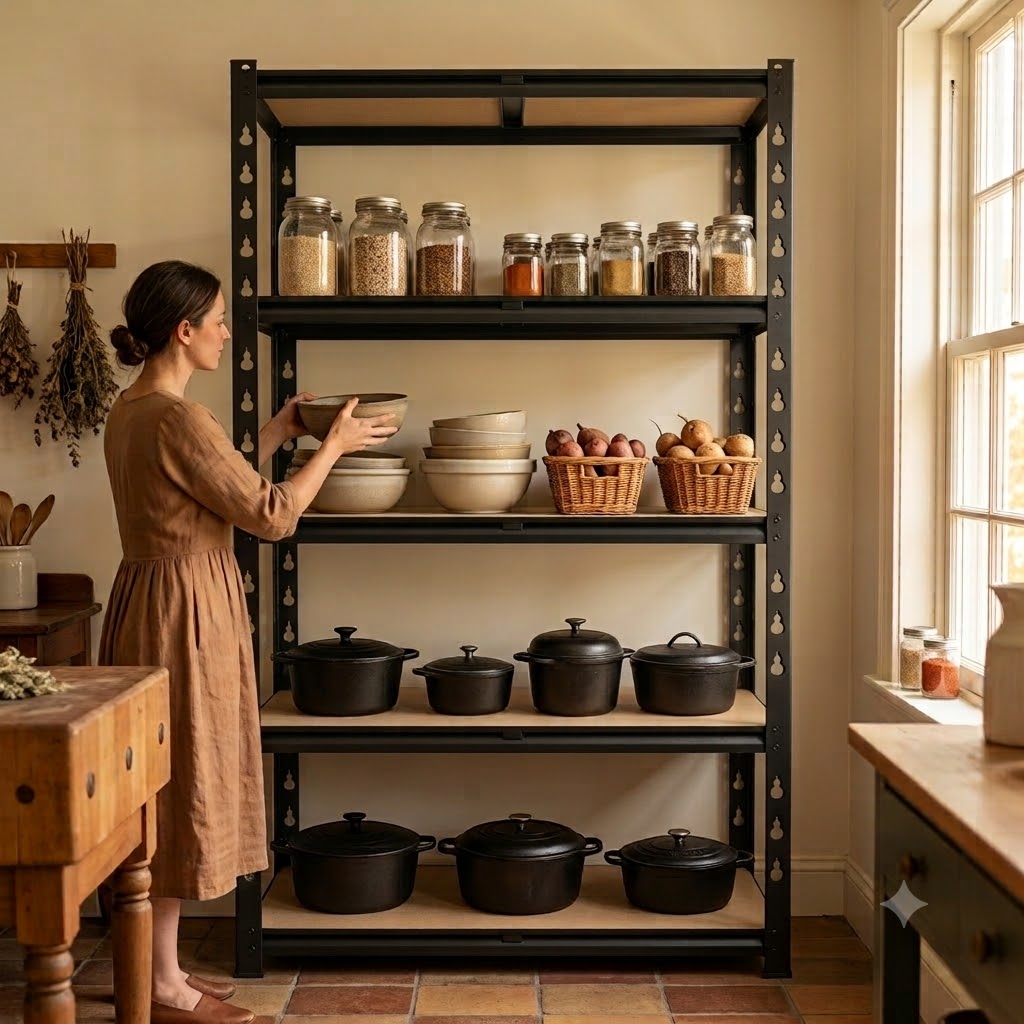 Food Storage No Pantry - ชั้นวางของโลหะ 5 ชั้นแบบบาง ขนาด 27.6x11.8x59.8 นิ้ว