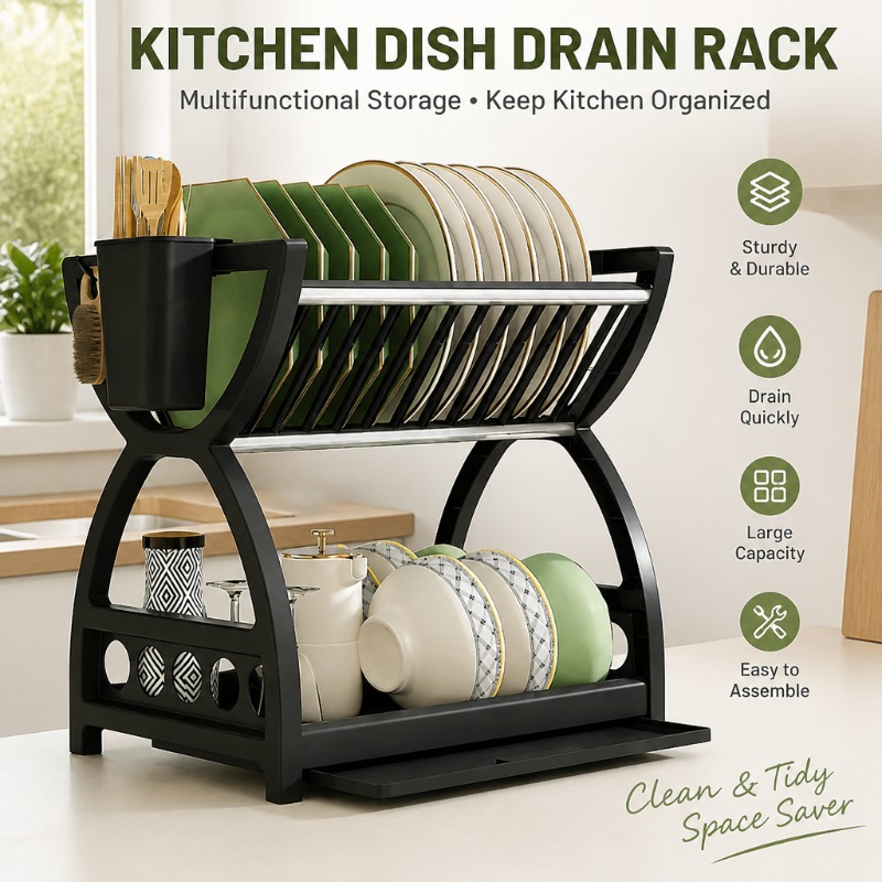 Food Storage Organiser - ชั้นวางจาน 2 ชั้น สำหรับจัดระเบียบในครัว ที่เก็บชาม จาน