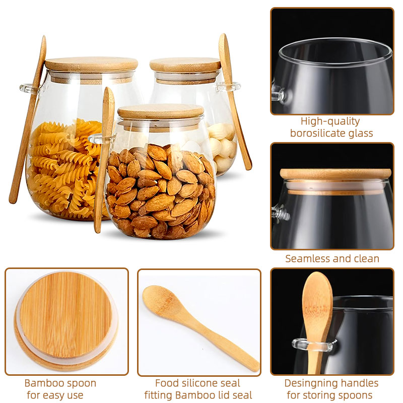 ขวดโหลแก้วปิดผนึกพร้อมช้อนและฝ - Food Storage Set Glass บทวิจารณ์และราคา