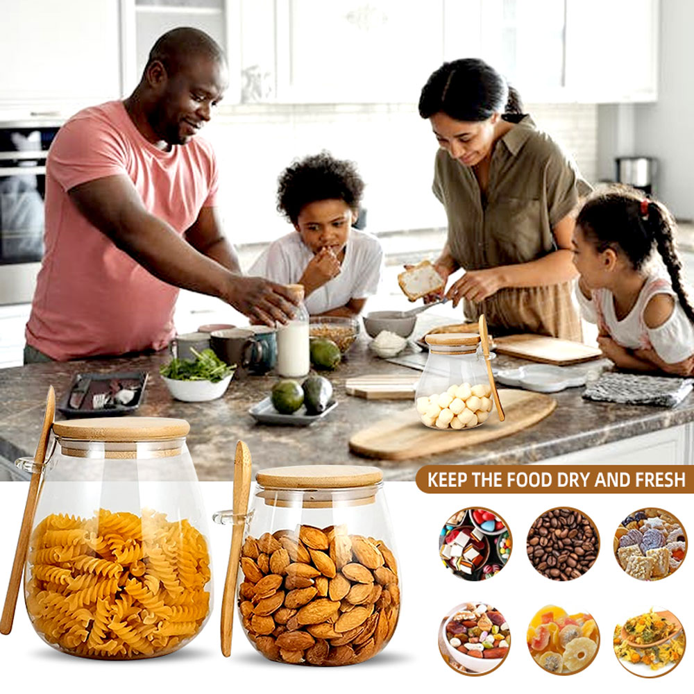 ขวดโหลแก้วปิดผนึกพร้อมช้อนและฝ - Food Storage Set Glass บทวิจารณ์และราคา