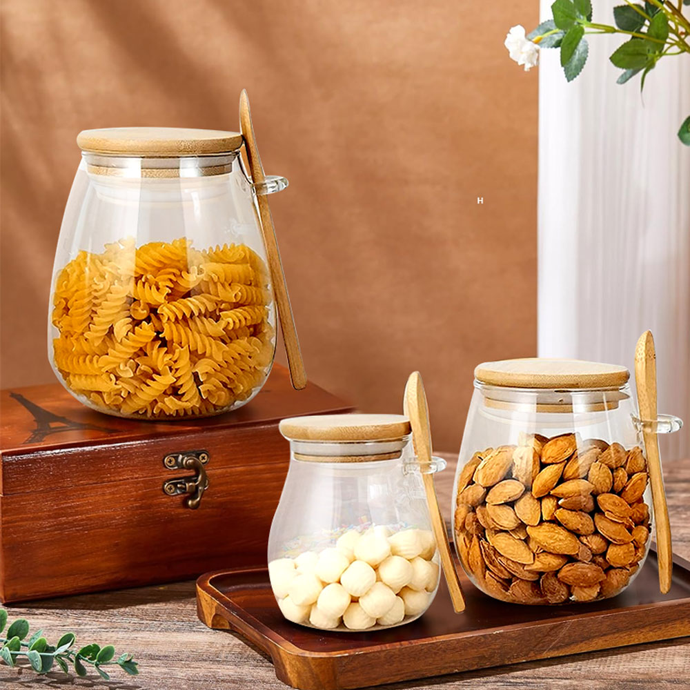 ขวดโหลแก้วปิดผนึกพร้อมช้อนและฝ - Food Storage Set Glass บทวิจารณ์และราคา
