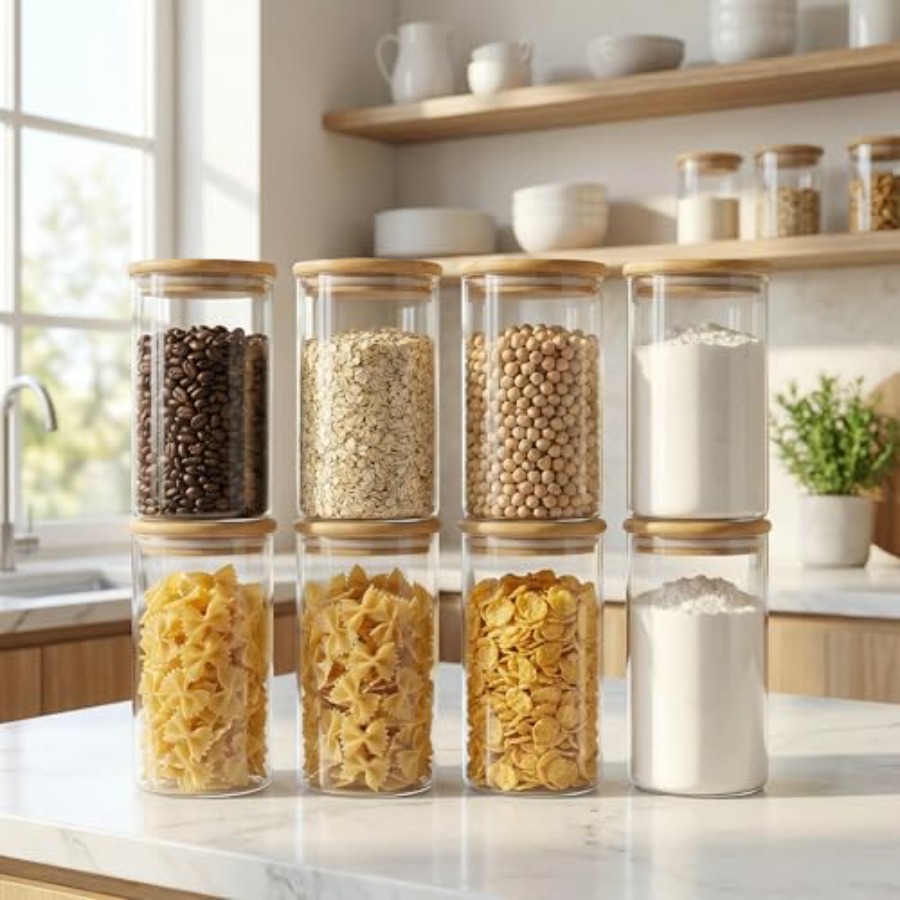 ขวดแก้วฝาไม้ไผ่ 28 ออนซ์ [ชุด  - Food Storage Set Glass บทวิจารณ์และราคา