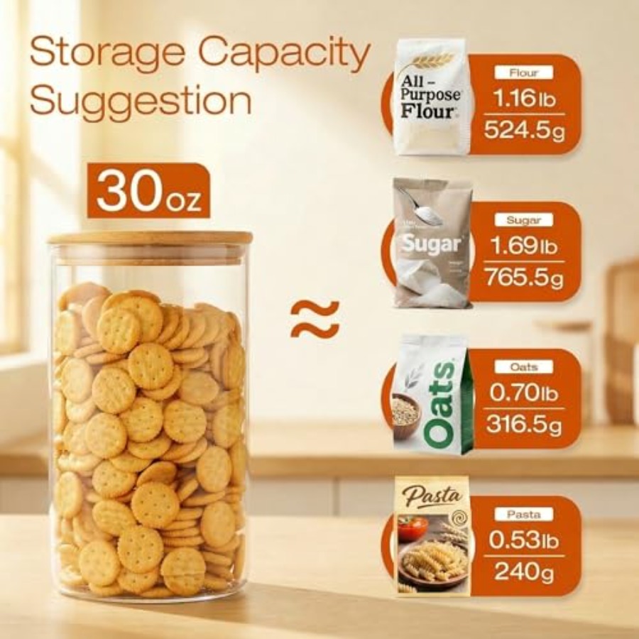 ขวดแก้วฝาไม้ไผ่ 28 ออนซ์ [ชุด  - Food Storage Set Glass บทวิจารณ์และราคา