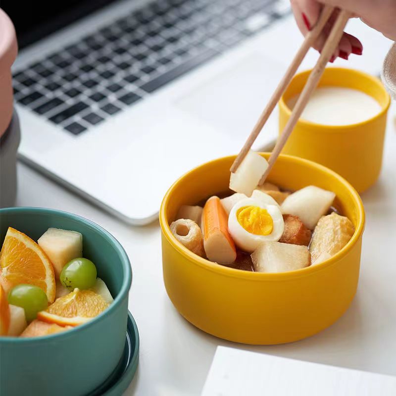 1 ชิ้นซิลิโคนชามข้าวกลมแบบพกพา - Food Storage Hot บทวิจารณ์และราคา