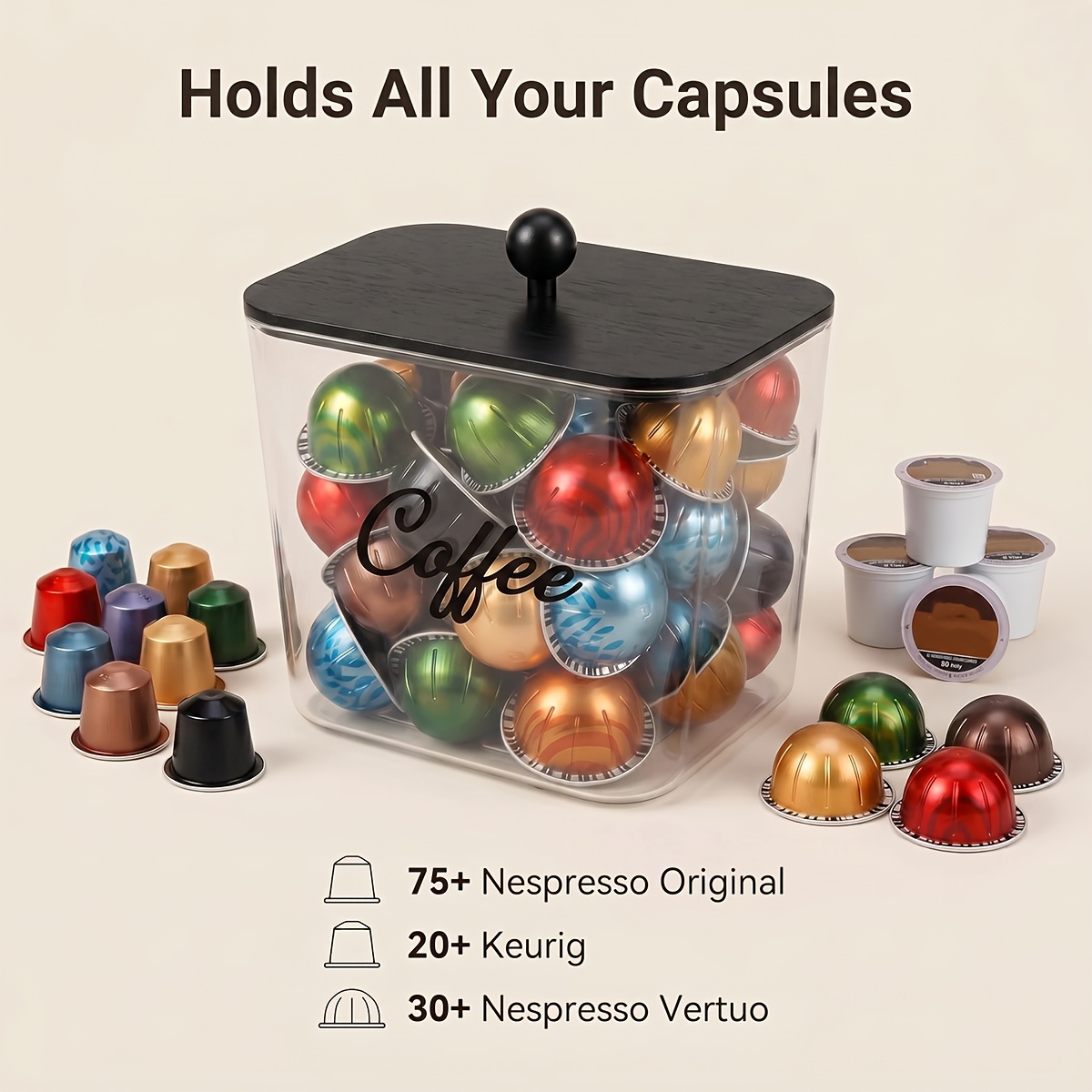 ที่ใส่ฝักกาแฟพร้อมฝาปิด กล่องเ - Food Storage Cabinet For Kitchen บทวิจารณ์และราคา