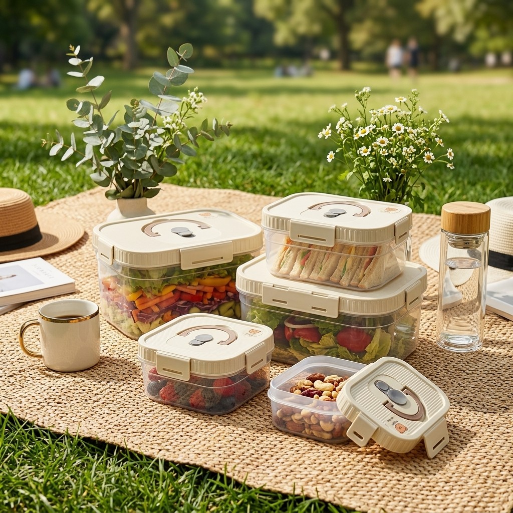กล่องเก็บอาหารแบบซ้อนได้พร้อมห - Food Storage And Preservation บทวิจารณ์และราคา