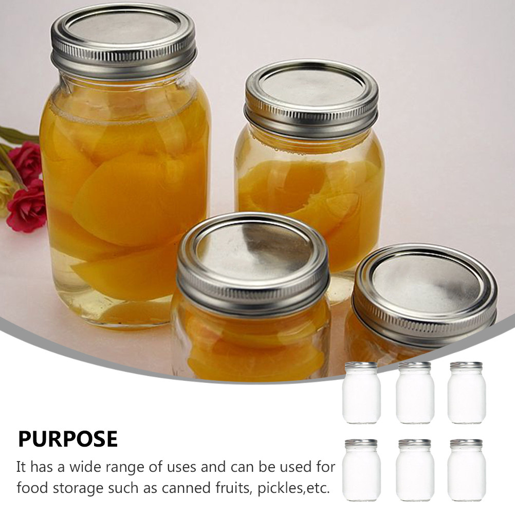 ขวดแก้วใสทรงกลม 6 ชิ้น พร้อมฝา - Food Storage Jars Plastic บทวิจารณ์และราคา