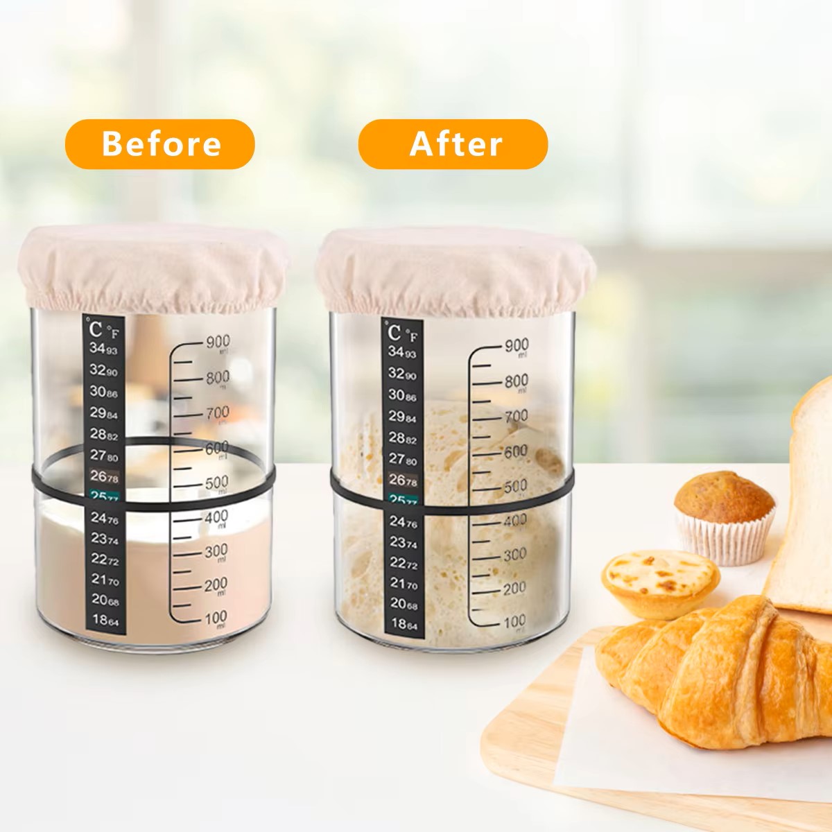 ชุดขวดแก้วใสสำหรับทำแป้งซาวโดว - Food Storage Set Glass บทวิจารณ์และราคา