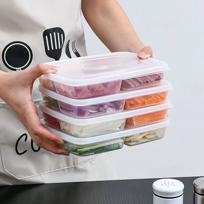 ใหม่【กล่องเก็บของพลาสติก 4 ช่อ - Food Storage Box Set บทวิจารณ์และราคา