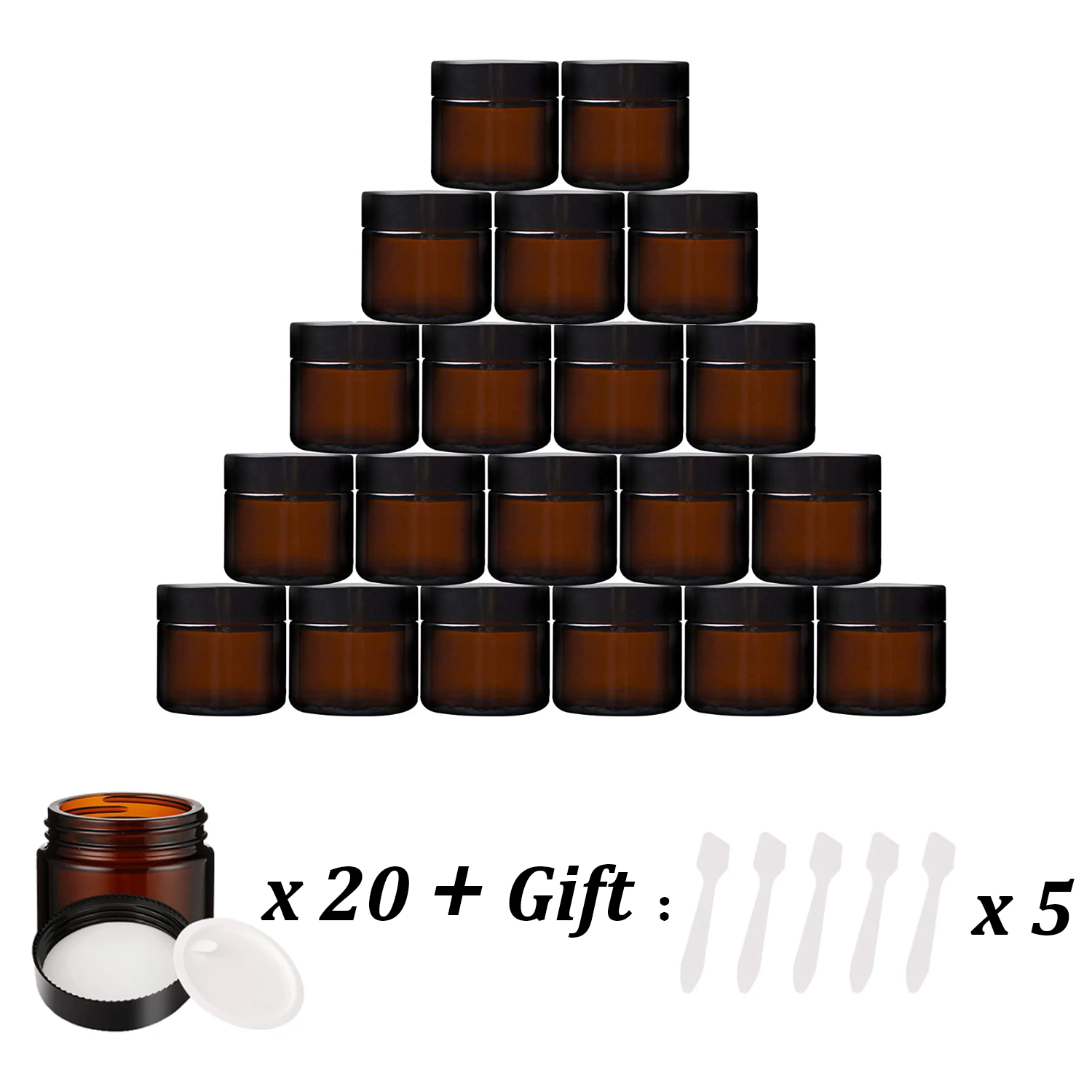 20PCS ขนาดเล็ก Amber Glass Jar - Food Storage Set Glass บทวิจารณ์และราคา